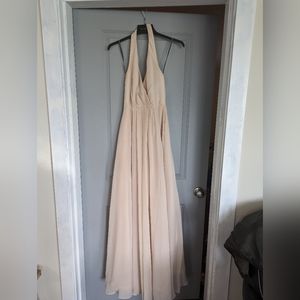 Beige Halter Bridesmaid/Wedding Dress